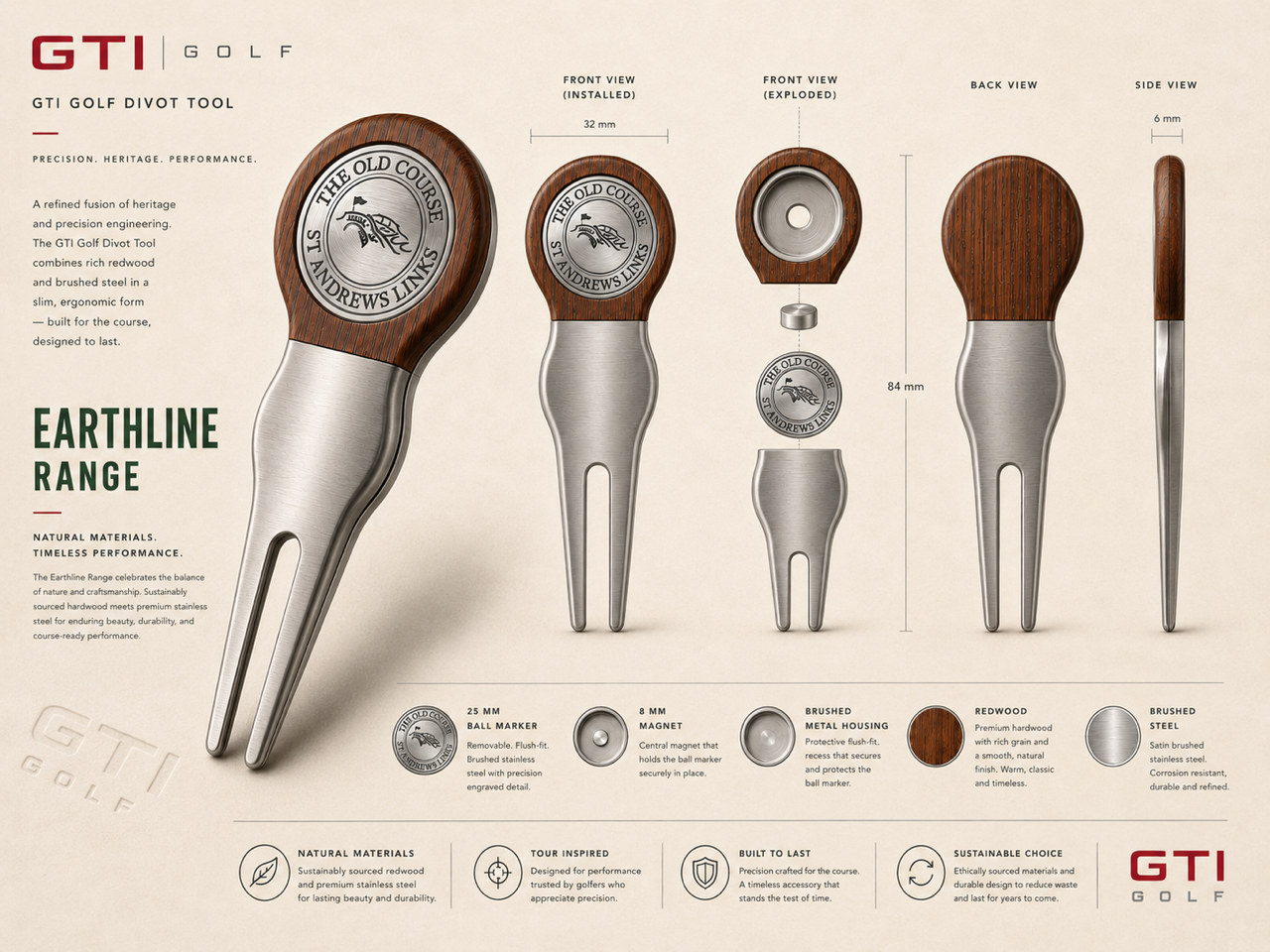 Earthline — hardwood and brushed steel