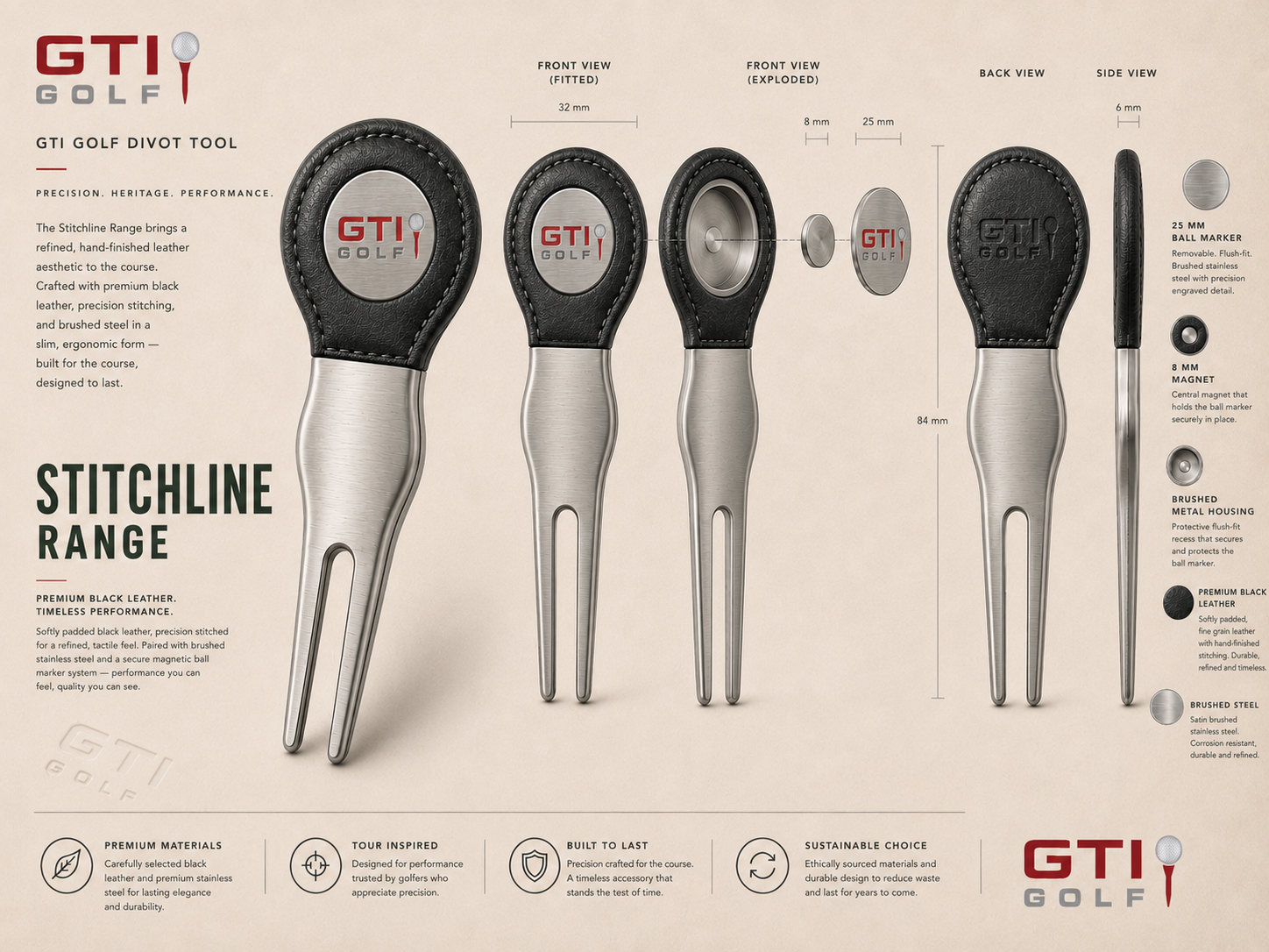 Stitchline — premium leather and brushed steel